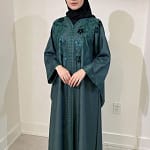 Green Flower Batwing Abaya